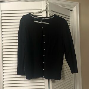 Black cardigan with pearl button detail